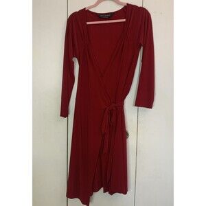 Norma Kamali  Wrap Dress Sweetheart Neckline Long Sleeve Soft Knit Black Size L